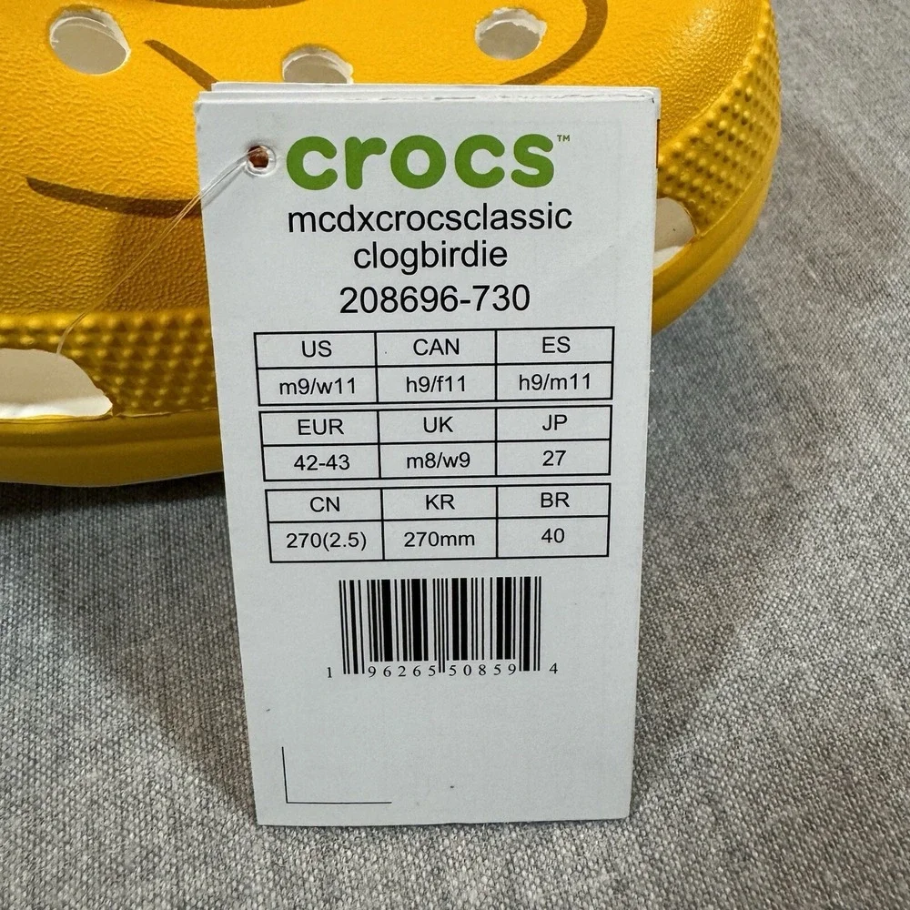 Crocs Mcdonald's‎ X Classic Clog Birdie Men's Size 9 Women 11 Sandals Beach Pool